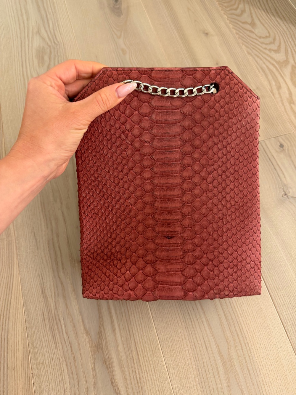Genuine Red Python skin Chain Shoulder Bag
